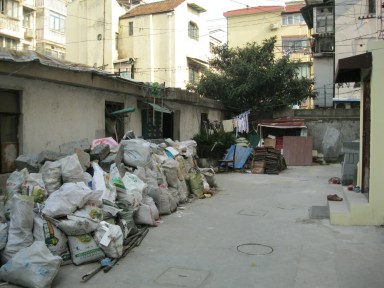 Construction debris and materials outside my apartment building