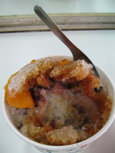 Shaved ice dessert. It tastes way better than it looks.