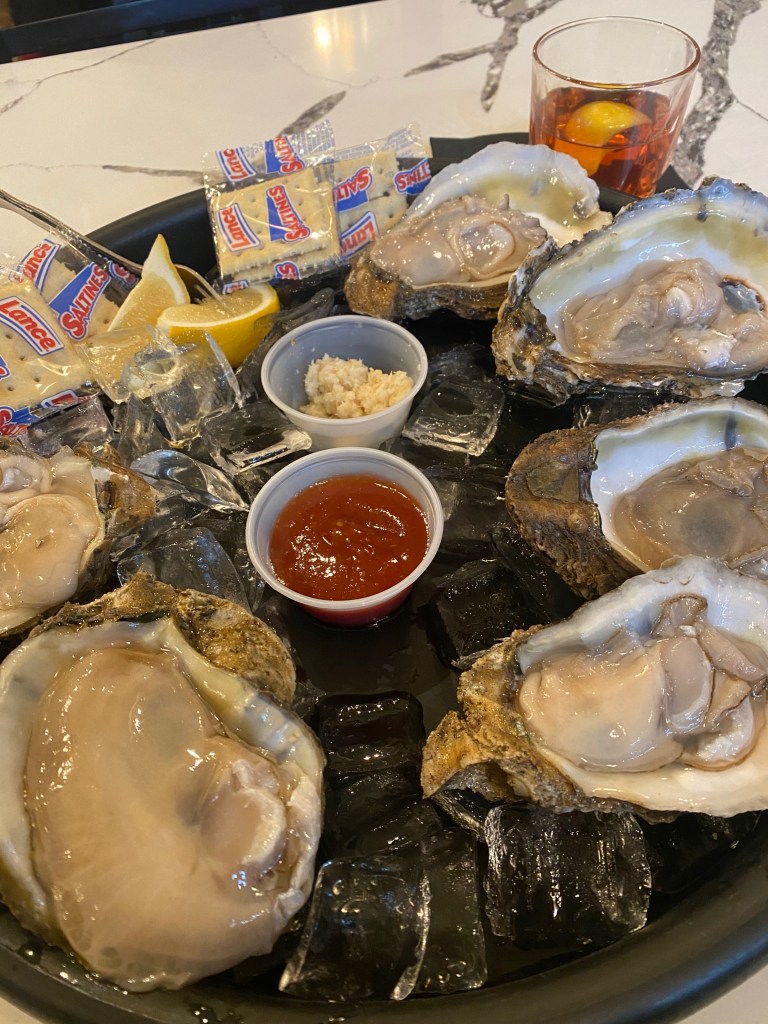 A plate of raw oysters